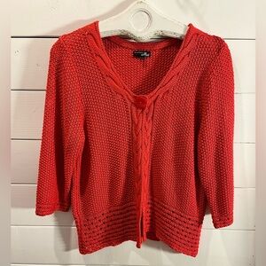 ❤️ LES COLLECTIONS MAT Red Knit Cardigan – Size XL